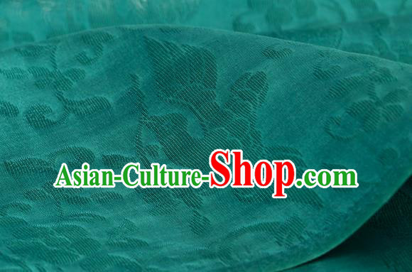 Traditional Chinese Classical Flower Birds Pattern Design Green Silk Fabric Ancient Hanfu Dress Silk Cloth