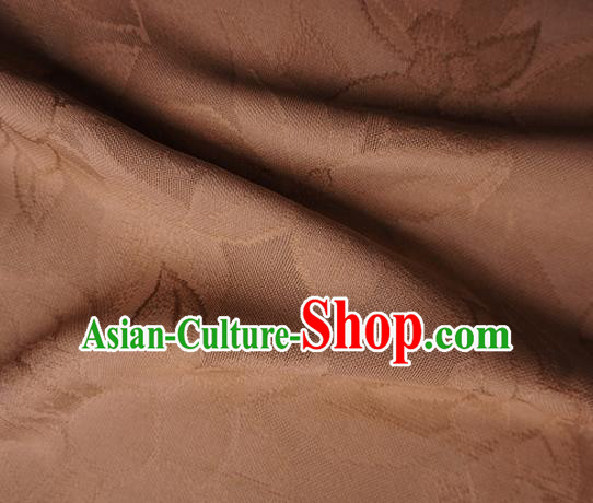 Traditional Chinese Classical Lily Flowers Pattern Design Brown Silk Fabric Ancient Hanfu Dress Silk Cloth