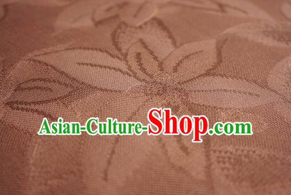Traditional Chinese Classical Lily Flowers Pattern Design Brown Silk Fabric Ancient Hanfu Dress Silk Cloth