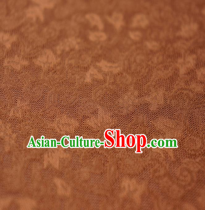 Traditional Chinese Classical Crpress Vine Pattern Design Brown Silk Fabric Ancient Hanfu Dress Silk Cloth