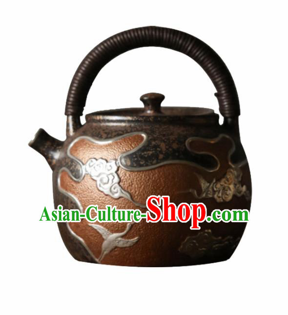 Traditional Chinese Handmade Kung Fu Zisha Teapot Brown Enameled Clay Pottery Teapot