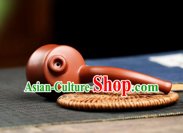 Traditional Chinese Handmade Zisha Tobacco Pipe Ashtray Red Clay Pottery Artware