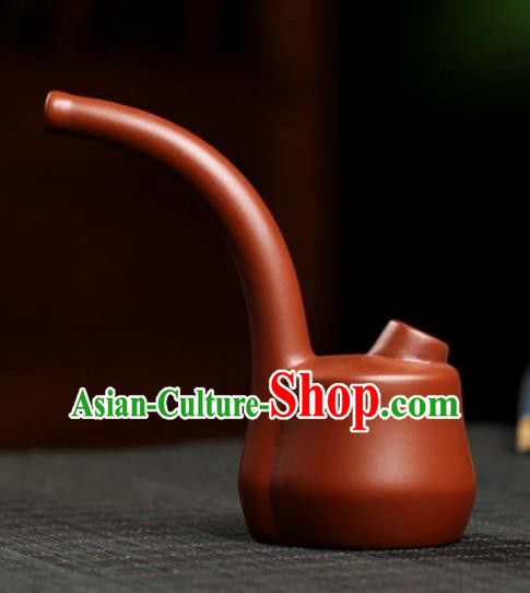 Traditional Chinese Handmade Zisha Tobacco Pipe Ashtray Red Clay Pottery Artware