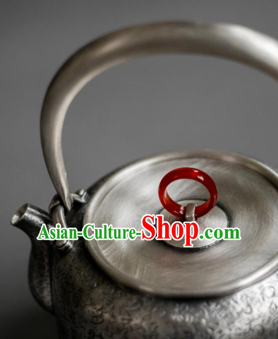 Traditional Chinese Handmade Kung Fu Teapot Silver Carving Teapot