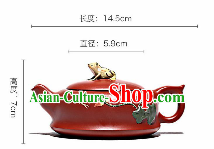 Traditional Chinese Handmade Kung Fu Zisha Teapot Carving Lotus Red Clay Pottery Teapot