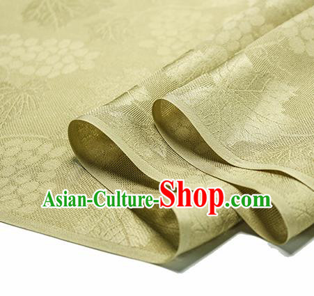Traditional Chinese Classical Grape Pattern Yellow Silk Fabric Ancient Hanfu Silk Cloth