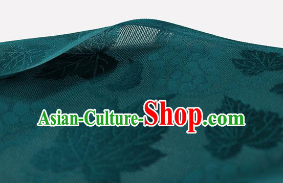 Traditional Chinese Classical Grape Pattern Deep Green Silk Fabric Ancient Hanfu Silk Cloth