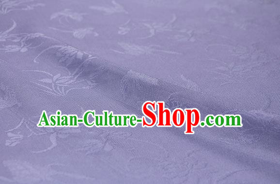 Traditional Chinese Classical Butterfly Lotus Pattern Lilac Silk Fabric Ancient Hanfu Silk Cloth