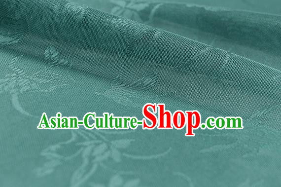 Traditional Chinese Classical Butterfly Lotus Pattern Green Silk Fabric Ancient Hanfu Silk Cloth