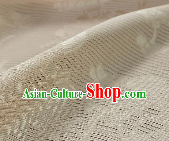 Traditional Chinese Classical Flowers Pattern Beige Silk Fabric Ancient Hanfu Silk Cloth