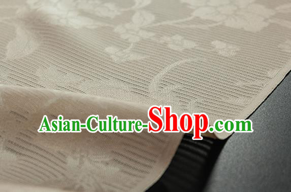 Traditional Chinese Classical Flowers Pattern Beige Silk Fabric Ancient Hanfu Silk Cloth