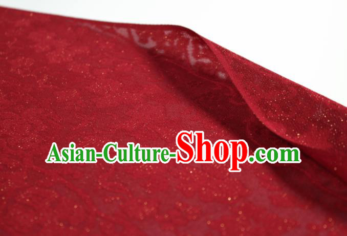 Traditional Chinese Classical Twine Flowers Pattern Red Silk Fabric Ancient Hanfu Dress Silk Cloth