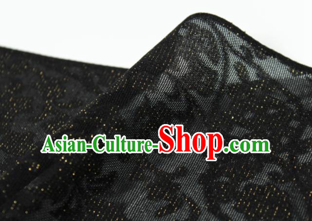Traditional Chinese Classical Twine Flowers Pattern Black Silk Fabric Ancient Hanfu Dress Silk Cloth
