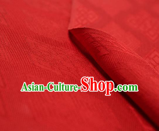 Traditional Chinese Classical Rhombus Pattern Red Silk Fabric Ancient Hanfu Dress Silk Cloth