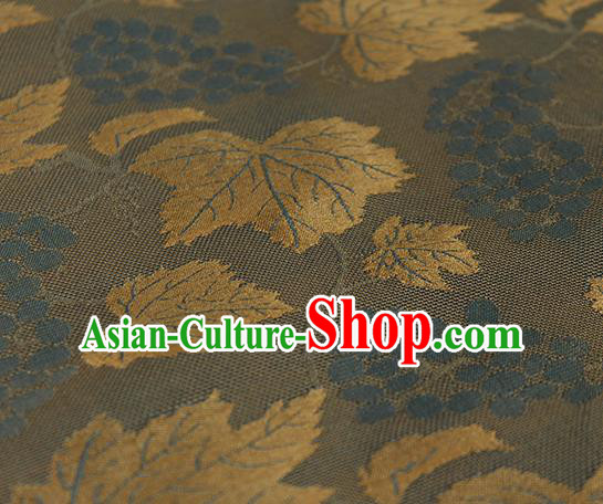 Traditional Chinese Classical Twine Grape Pattern Brown Silk Fabric Ancient Hanfu Dress Silk Cloth
