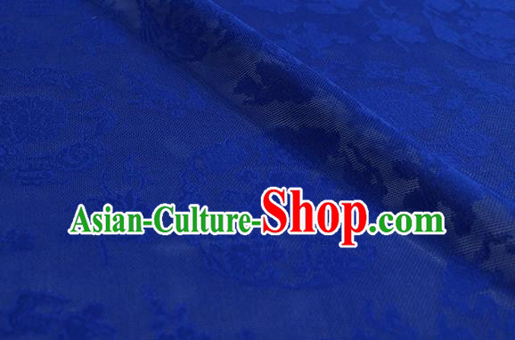 Traditional Chinese Classical Peony Pattern Royalblue Silk Fabric Ancient Hanfu Dress Silk Cloth