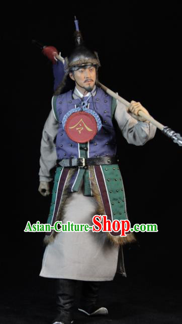 Chinese Ancient Soldier Clothing Traditional Ming Dynasty Herald Costumes and Hat Complete Set for Men
