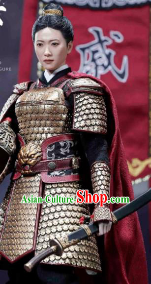 Chinese Ancient Cosplay Female General Armor and Helmet Traditional Song Dynasty Hua Mulan Costumes Complete Set for Women
