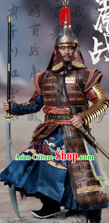 Chinese Ancient Cosplay General Yang Yuan Armor and Helmet Traditional Ming Dynasty Supreme Commander Costumes Complete Set for Men