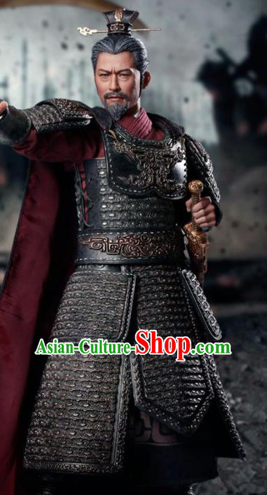 Chinese Ancient Cosplay General Yin Ji Armor and Helmet Traditional Qin Dynasty Supreme Commander Costumes Complete Set for Men