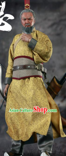 Chinese Ancient Cosplay General Huang Zhong Armor and Helmet Traditional Han Dynasty Supreme Commander Costumes Complete Set for Men