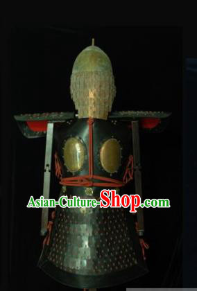 Chinese Ancient Drama Soldier Armor and Helmet Traditional Southern and Northern Dynasties General Costumes Complete Set for Men