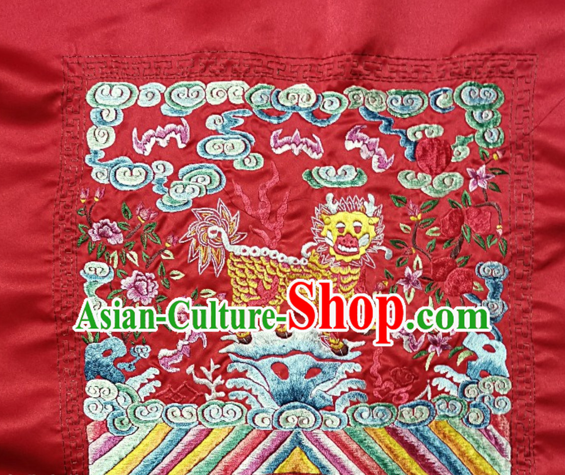 Traditional Qing Dynasty Style Officer Bu Zi Qilin Embroidery Works Arts