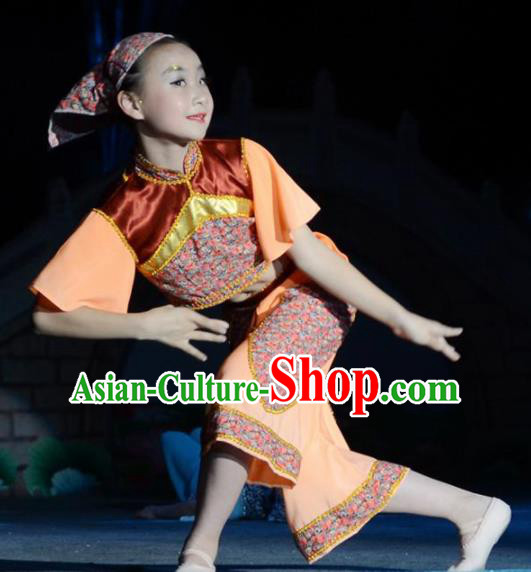 Traditional Chinese Tao Li Cup Folk Dance Costume Fan Dance Stage Show Dress for Women