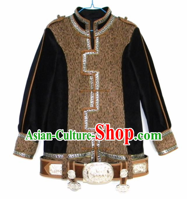 Chinese Traditional Mongol Nationality Costume Mongolian Ethnic Jacket for Men