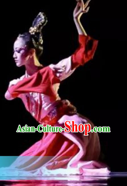 Traditional Chinese Classical Dance Tao Li Cup Red Costumes Umbrella Dance Stage Show Dress for Women