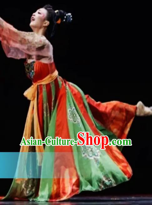 Traditional Chinese Classical Dance Costumes Umbrella Dance Stage Show Dress for Women
