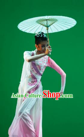 Traditional Chinese Classical Dance Competition Costumes Umbrella Dance Stage Show Green Dress for Women