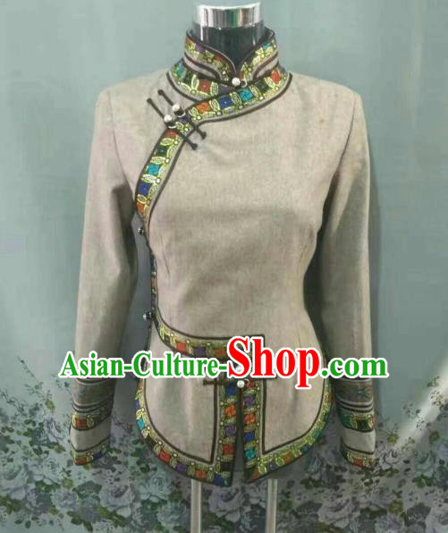 Traditional Chinese Mongol Nationality Blouse Mongolian Ethnic Dance Stage Show Costume for Women