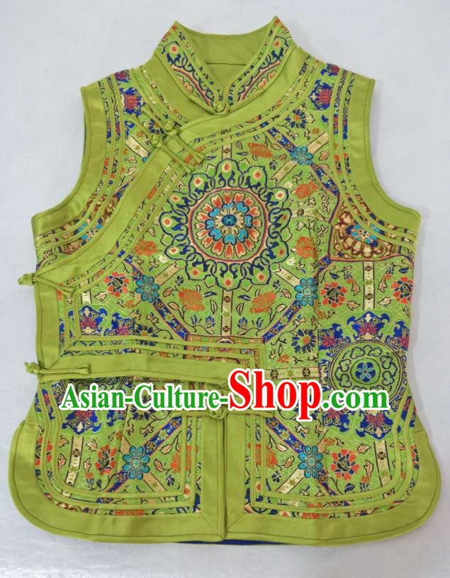 Traditional Chinese Mongol Nationality Green Vest Mongolian Ethnic Stage Show Costume for Women