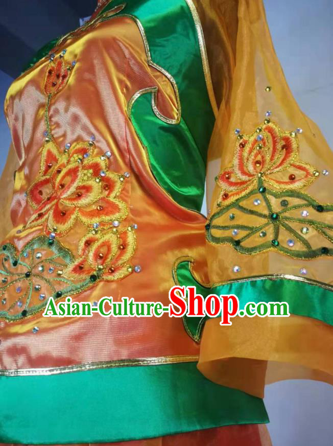 Traditional Chinese Spring Festival Gala Dance Orange Dress Classical Dance Stage Show Costume for Women