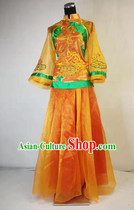 Traditional Chinese Spring Festival Gala Dance Orange Dress Classical Dance Stage Show Costume for Women