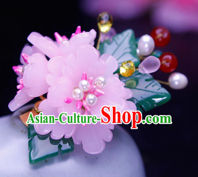 Chinese Traditional Hanfu Pink Peony Hair Claw Ancient Princess Hair Accessories for Women
