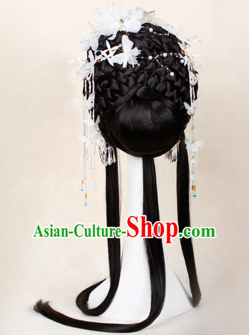 Chinese Traditional Ming Dynasty Princess Wigs and Hairpins Ancient Goddess Hair Accessories for Women