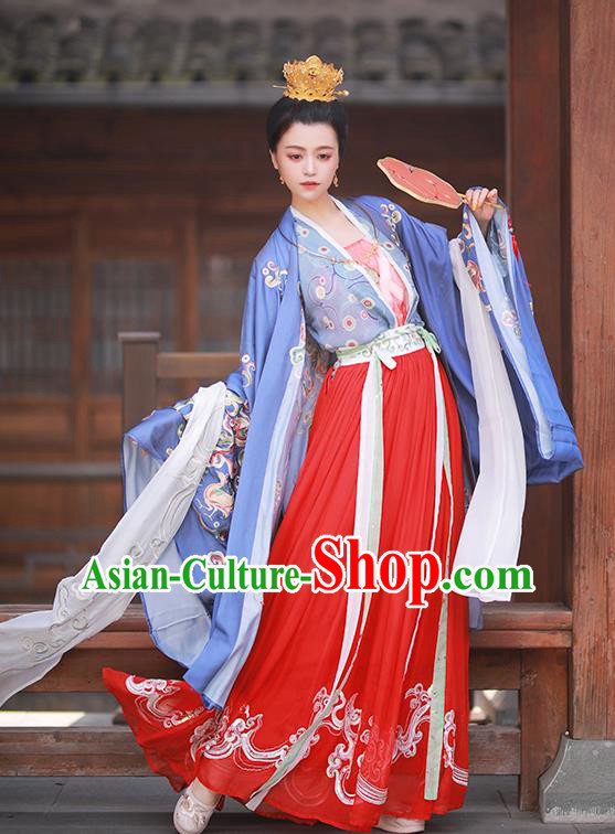 Asian Chinese Tang Dynasty Court Lady Hanfu Dress Traditional Ancient Imperial Consort Costumes for Women