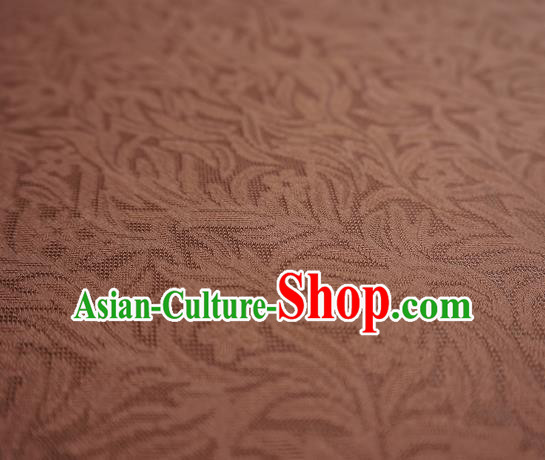 Traditional Chinese Classical Rohdea Pattern Design Brown Silk Fabric Ancient Hanfu Dress Silk Cloth