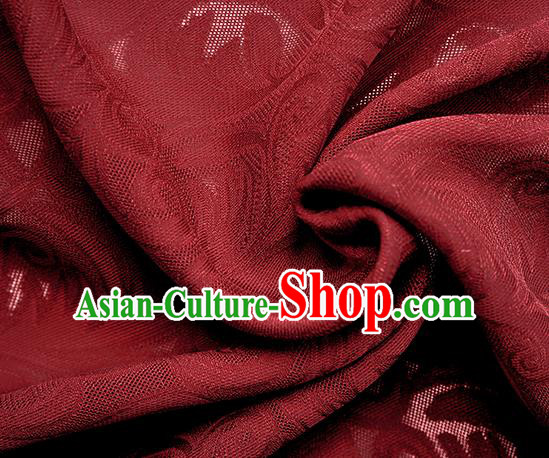 Traditional Chinese Classical Phoenix Flower Pattern Design Wine Red Silk Fabric Ancient Hanfu Dress Silk Cloth