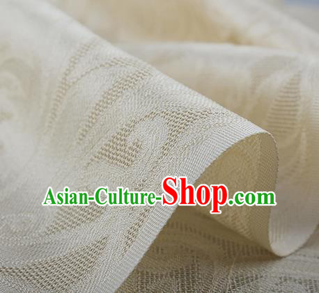 Traditional Chinese Classical Phoenix Flower Pattern Design Beige Silk Fabric Ancient Hanfu Dress Silk Cloth