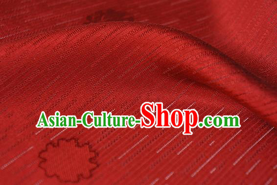 Traditional Chinese Classical Flowers Pattern Design Red Silk Fabric Ancient Hanfu Dress Silk Cloth