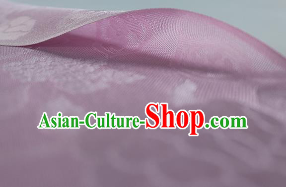 Traditional Chinese Classical Hibiscus Peony Pattern Design Lilac Silk Fabric Ancient Hanfu Dress Silk Cloth
