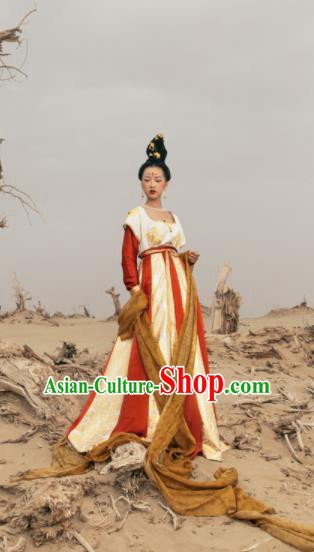 Traditional Chinese Tang Dynasty Royal Princess Replica Costume Ancient Court Apsaras Dance Hanfu Dress for Women