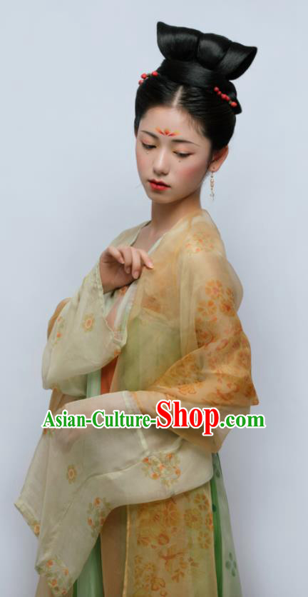 Traditional Chinese Ancient Court Lady Green Hanfu Dress Tang Dynasty Royal Princess Replica Costume for Women