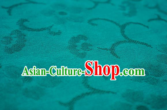Traditional Chinese Classical Cherry Blossom Pattern Design Green Silk Fabric Ancient Hanfu Dress Silk Cloth