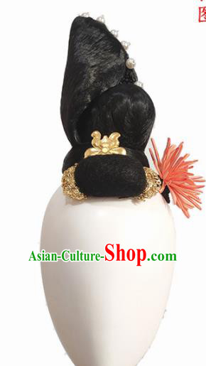 Chinese Traditional Classical Dance Hair Accessories Yang Yin Dance Wig Chignon Headdress for Women