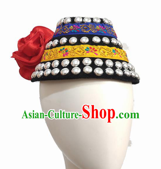 Chinese Traditional Ethnic Dance Hair Accessories Yi Nationality Dance Hat for Women