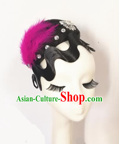 Traditional Chinese Classical Dance Flowers of Shanghai Hair Accessories Water Sleeve Dance Wig Chignon Headdress for Women